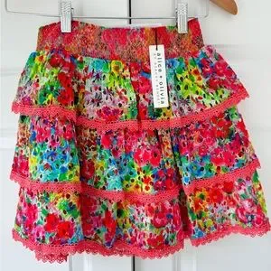 【ALICE + OLIVIA】Jia Smocked Ruffle Mini Skirtl Alice + Olivia Jojo Smocked Ruffle Mini Skirt size 10